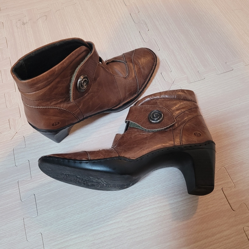Josef Seibel Brown Leather Calla Heeled Boots Size 37 / 6.5